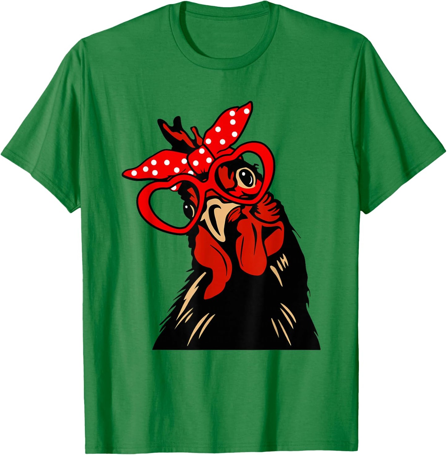 Chicken with bandana headband and glasses cute T-Shirt - T-Shirt | Irish Green