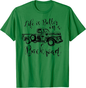 Life is better on a backroad country southern woman Vintage T-Shirt - T-Shirt | Irish Green
