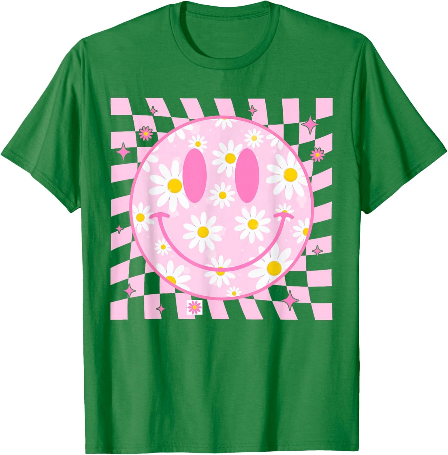 Happy Face Daisy Flower Shirt Preppy Aesthetic Smile Face T-Shirt - T-Shirt | Irish Green