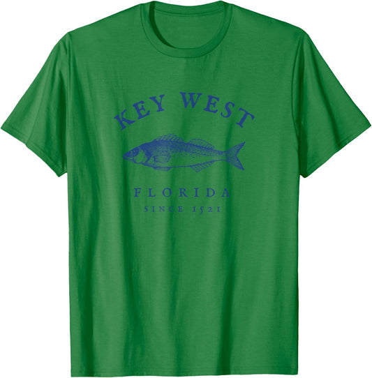 Key West Florida Vintage Fishing Small T-Shirt - T-Shirt | Irish Green
