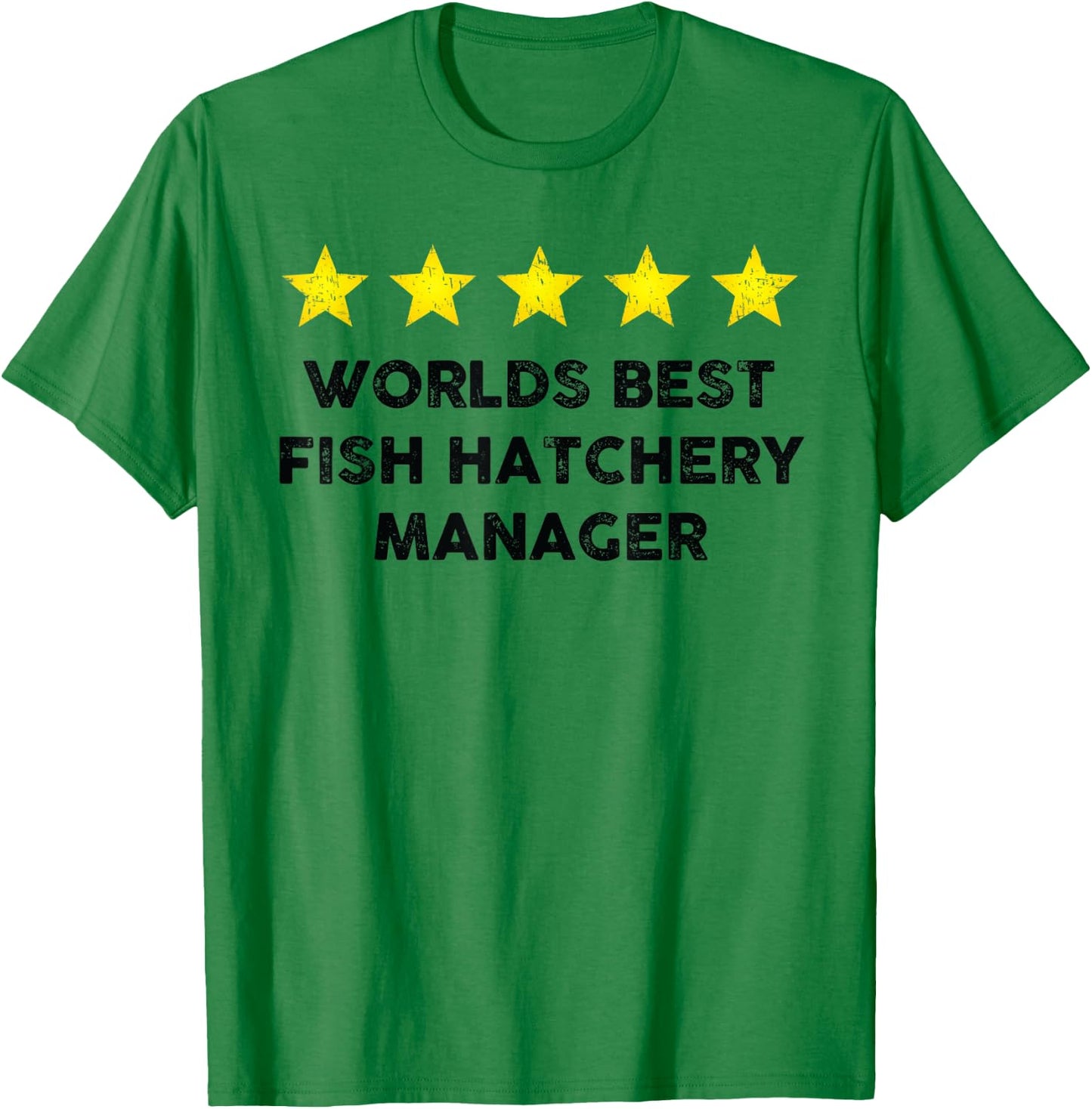 Vintage Five Star Worlds Best Fish Hatchery Rating Word Desi T-Shirt - T-Shirt | Irish Green