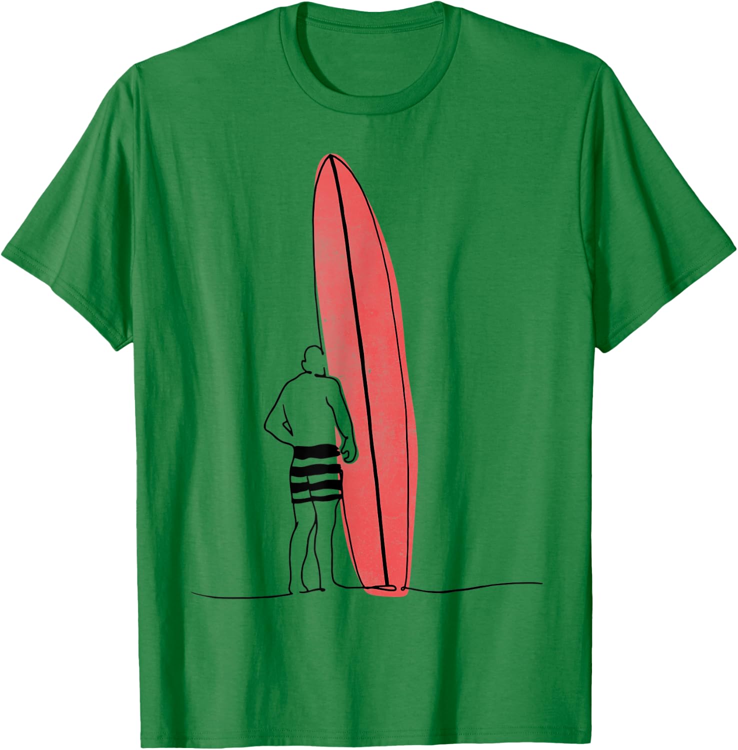 Vintage Minimalist 60s Pipeline Longboard Sunset Surf T-Shirt - T-Shirt | Irish Green