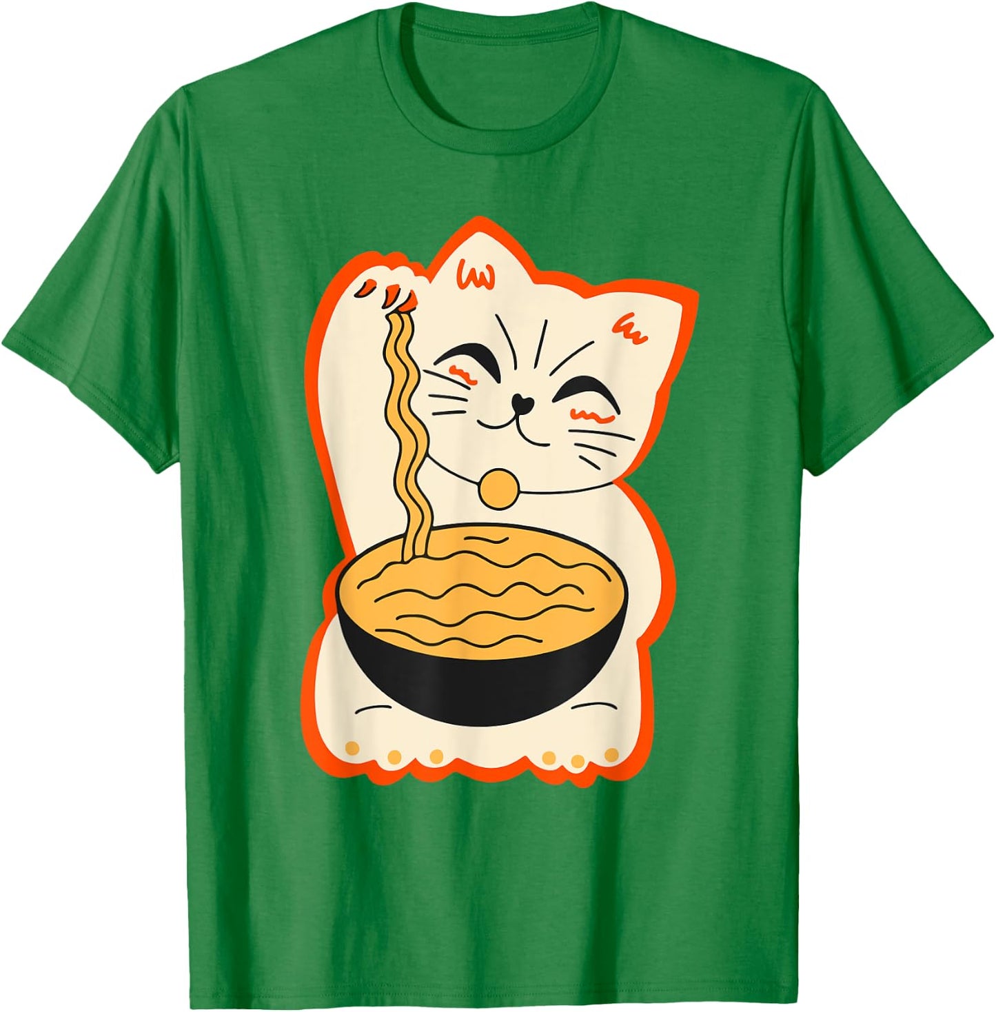 Cute Cat Ramen Teen Girl Women Funny Japanese Neko Kawaii T-Shirt - T-Shirt | Irish Green