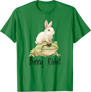 Bunny Rabbit Love Watercolor Folk Art Bunny Frog Lover T-Shirt - T-Shirt | Irish Green