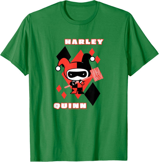 DC Comics Harley Quinn Chibi Diamond Portrait Logo T-Shirt - T-Shirt | Irish Green
