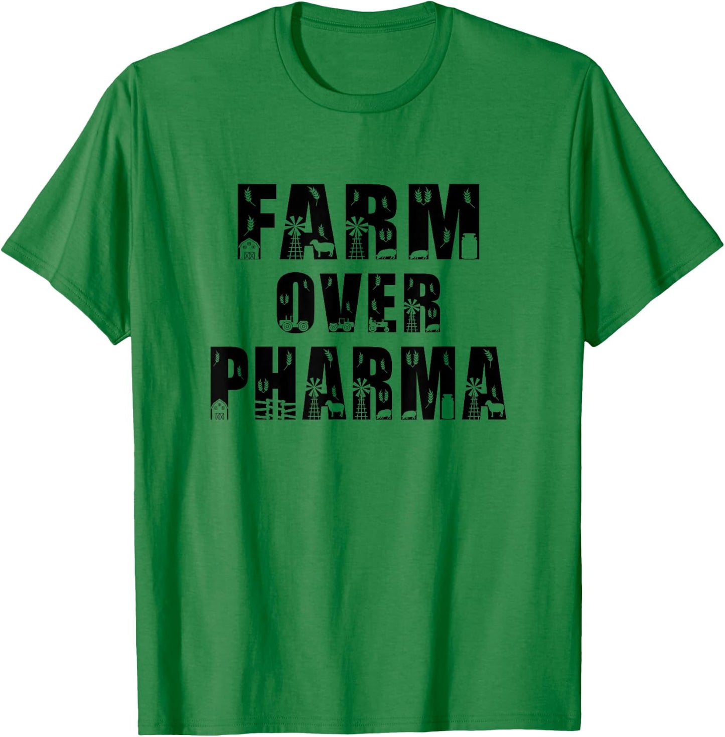 Farm Over Pharma Family Farming Mom Dad Grandpa Funny Farmer T-Shirt - T-Shirt | Irish Green