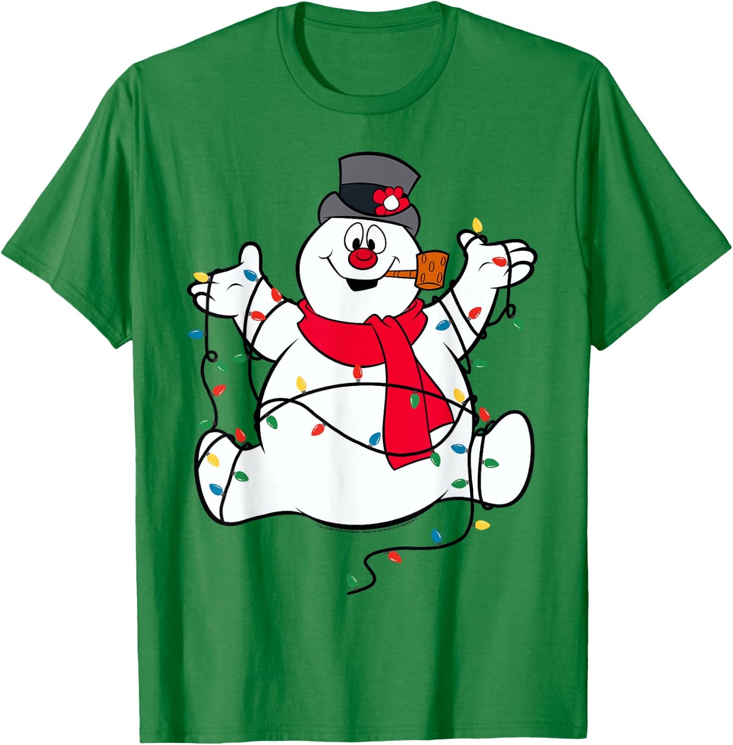 Frosty The Snowman Christmas Lights Portrait Short Sleeve T-Shirt - T-Shirt | Irish Green