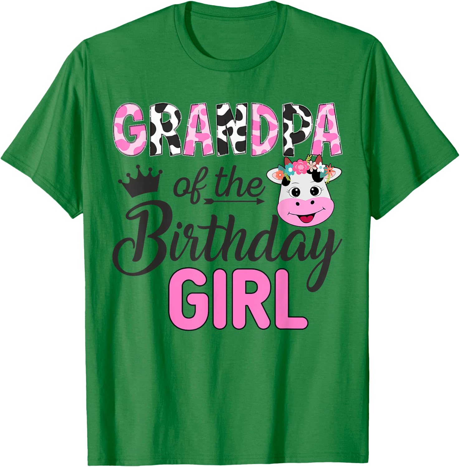 Grandpa of The Birthday Girl Farm Cow 1 St Birthday Girl T-Shirt - T-Shirt | Irish Green