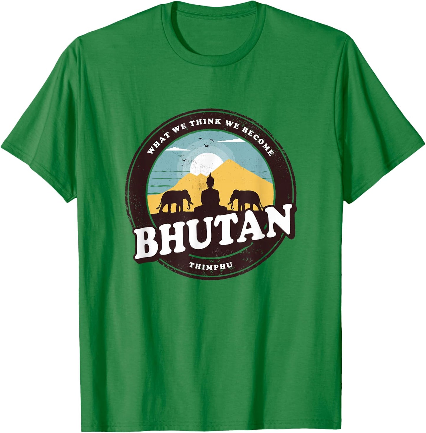 Bhutan Thimphu Vintage Elephant Buddha Figurine Gift T-Shirt - T-Shirt | Irish Green