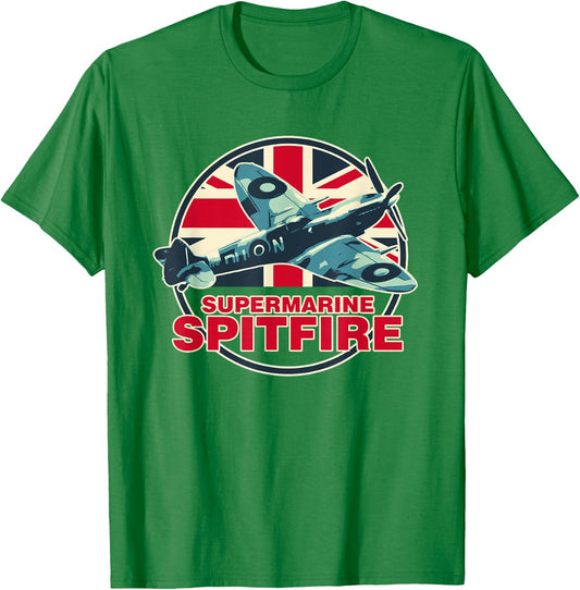 RAF Spitfire Aeroplane War Tarpaulin Aircraft WW2 Men Boys Kids T-Shirt - T-Shirt | Irish Green
