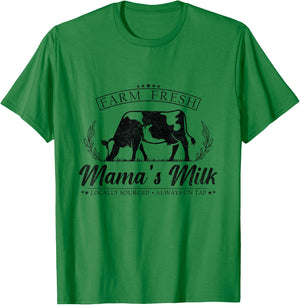Fresh Milk Mama's Dairy Farm Breastfeeding Mom Brewing Funny T-Shirt - T-Shirt | Irish Green