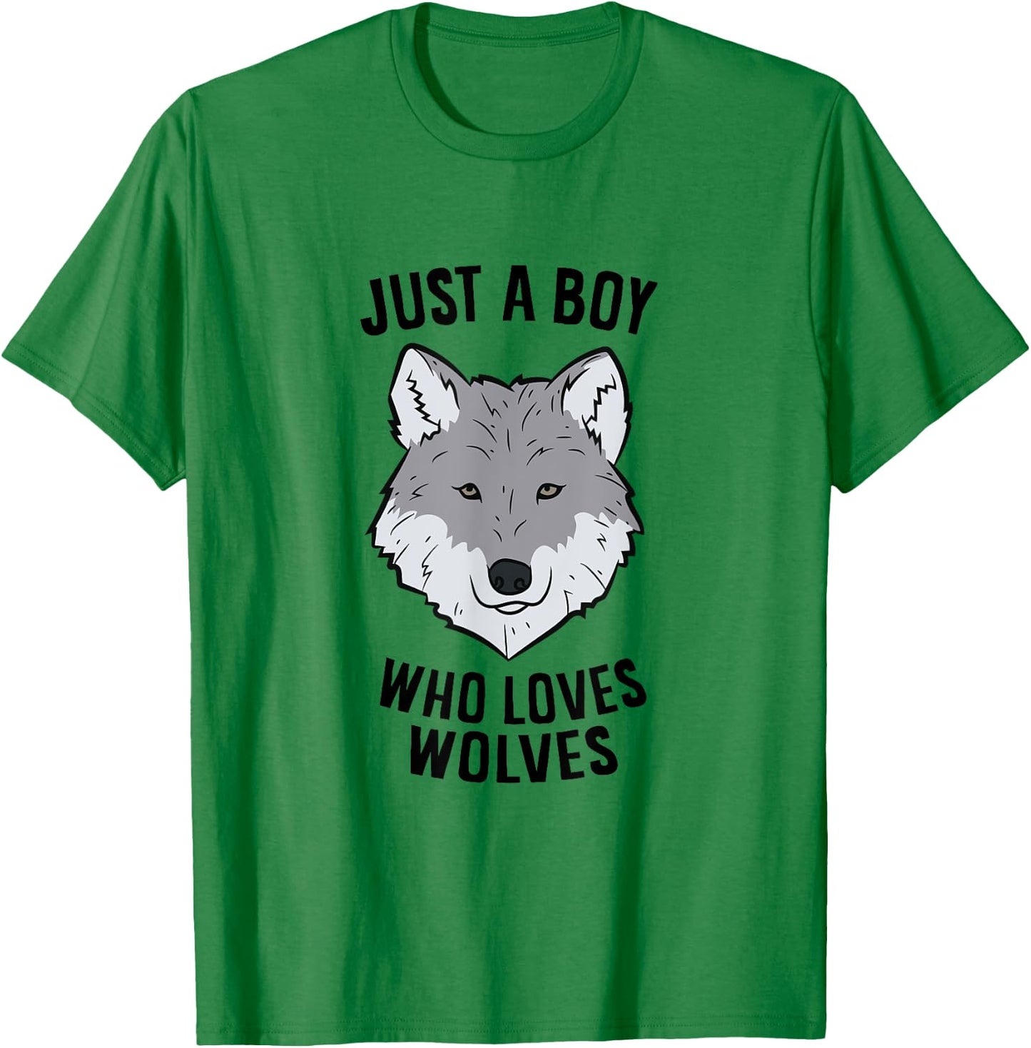 Funny Wolf Boy Just A Boy Who Loves Wolves T-Shirt - T-Shirt | Irish Green