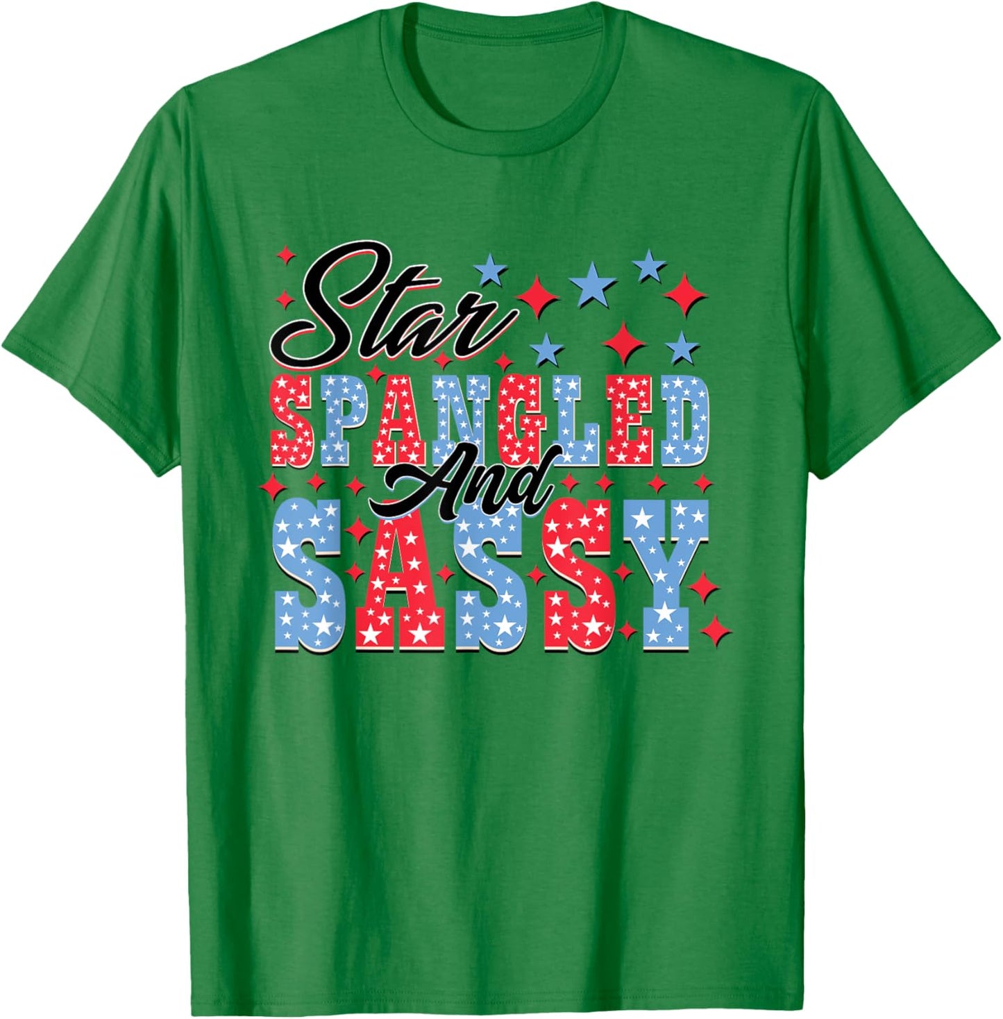Star Spangled & Sassy Retro 4th Of July Independence Day Women Kids Men T-Shirt - T-Shirt | Irish Green