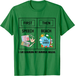 First Speech Then Beach Funny Speech Therapy Summer Vacation Women T-Shirt - T-Shirt | Irish Green