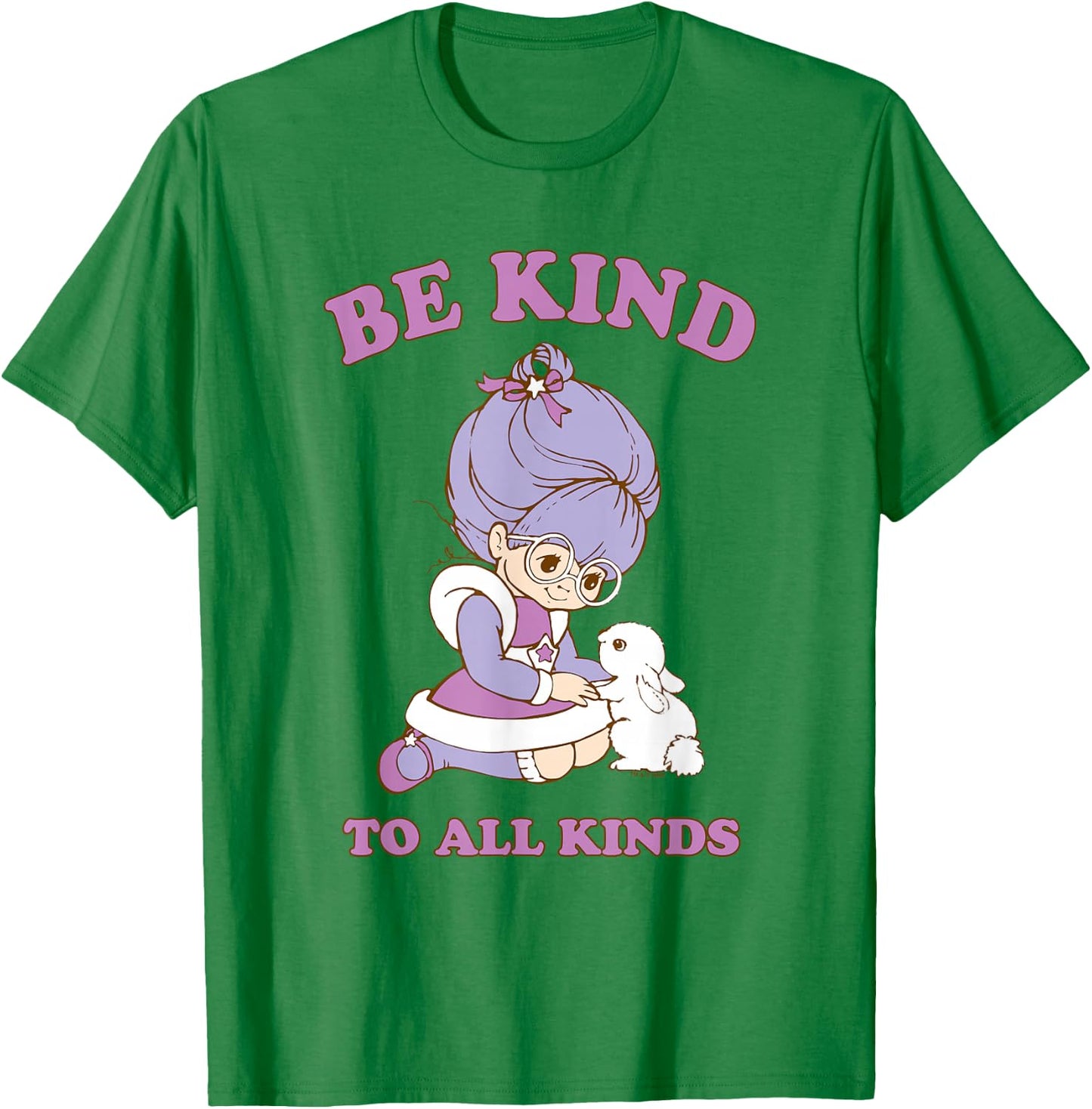Rainbow Brite Be Kind to All Kinds Shy Violet & Bunny T-Shirt - T-Shirt | Irish Green
