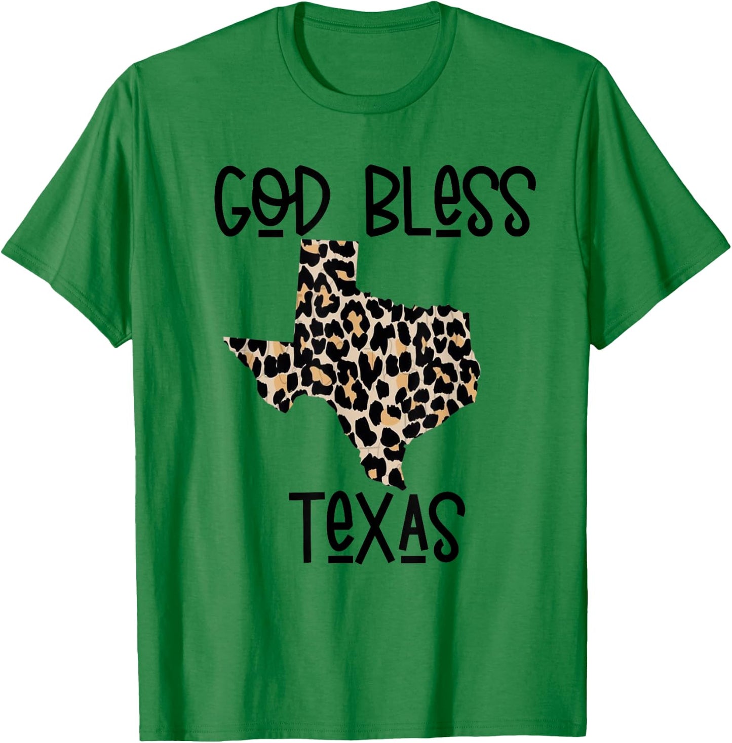 God Bless Texas Cheetah Leopard Print States T-Shirt - T-Shirt | Irish Green