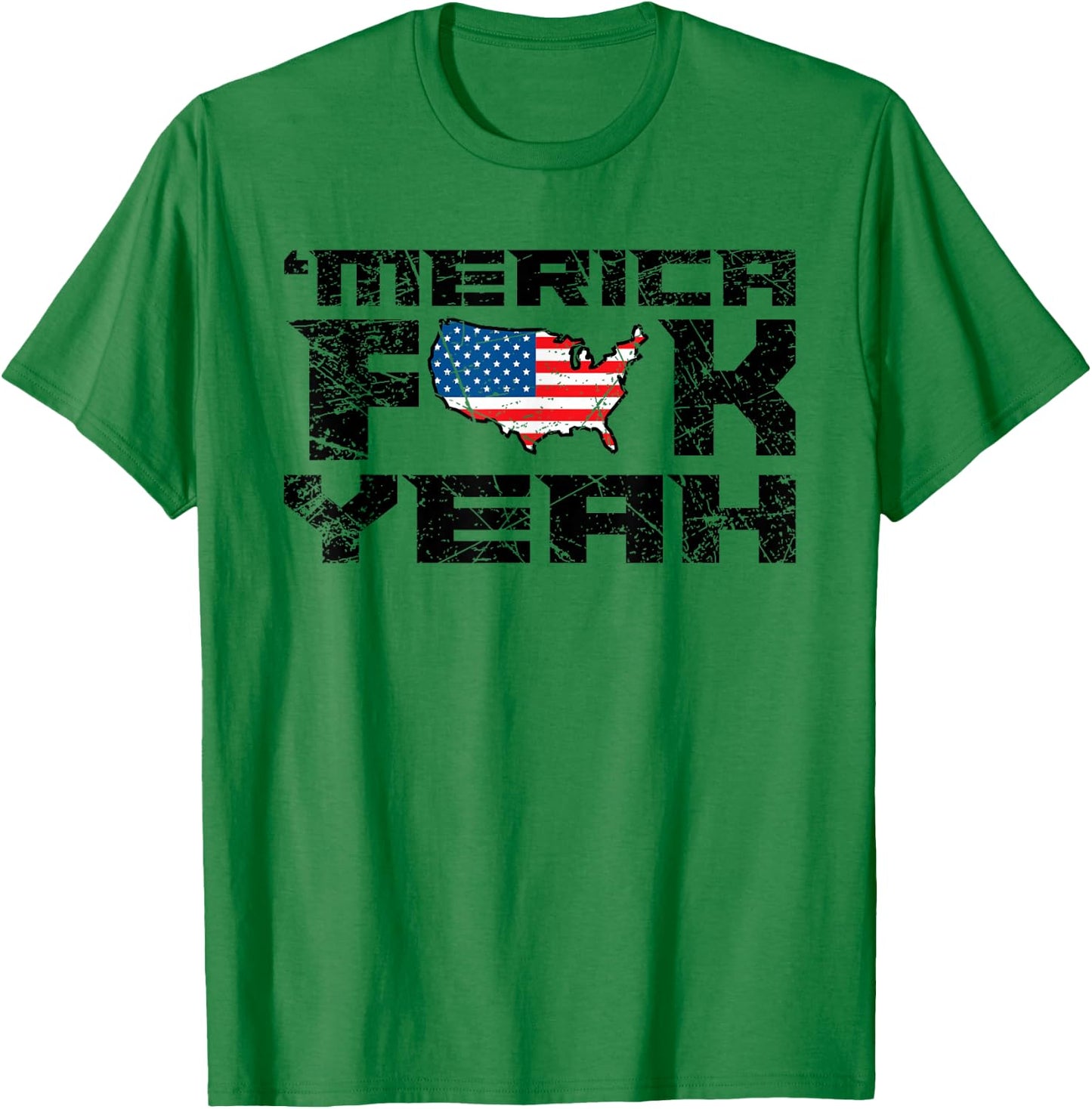 Merica FCK Yeah - 4th of July USA Funny Men T-Shirt - T-Shirt | Irish Green