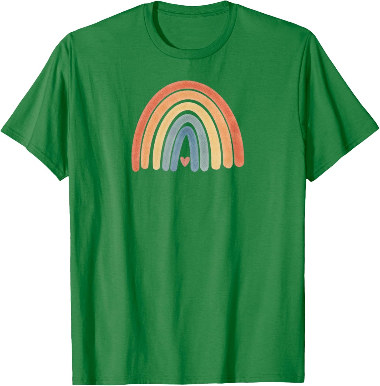 Boho Rainbow Heart Minimal Vintage Retro Stripes - Neutral T-Shirt - T-Shirt | Irish Green