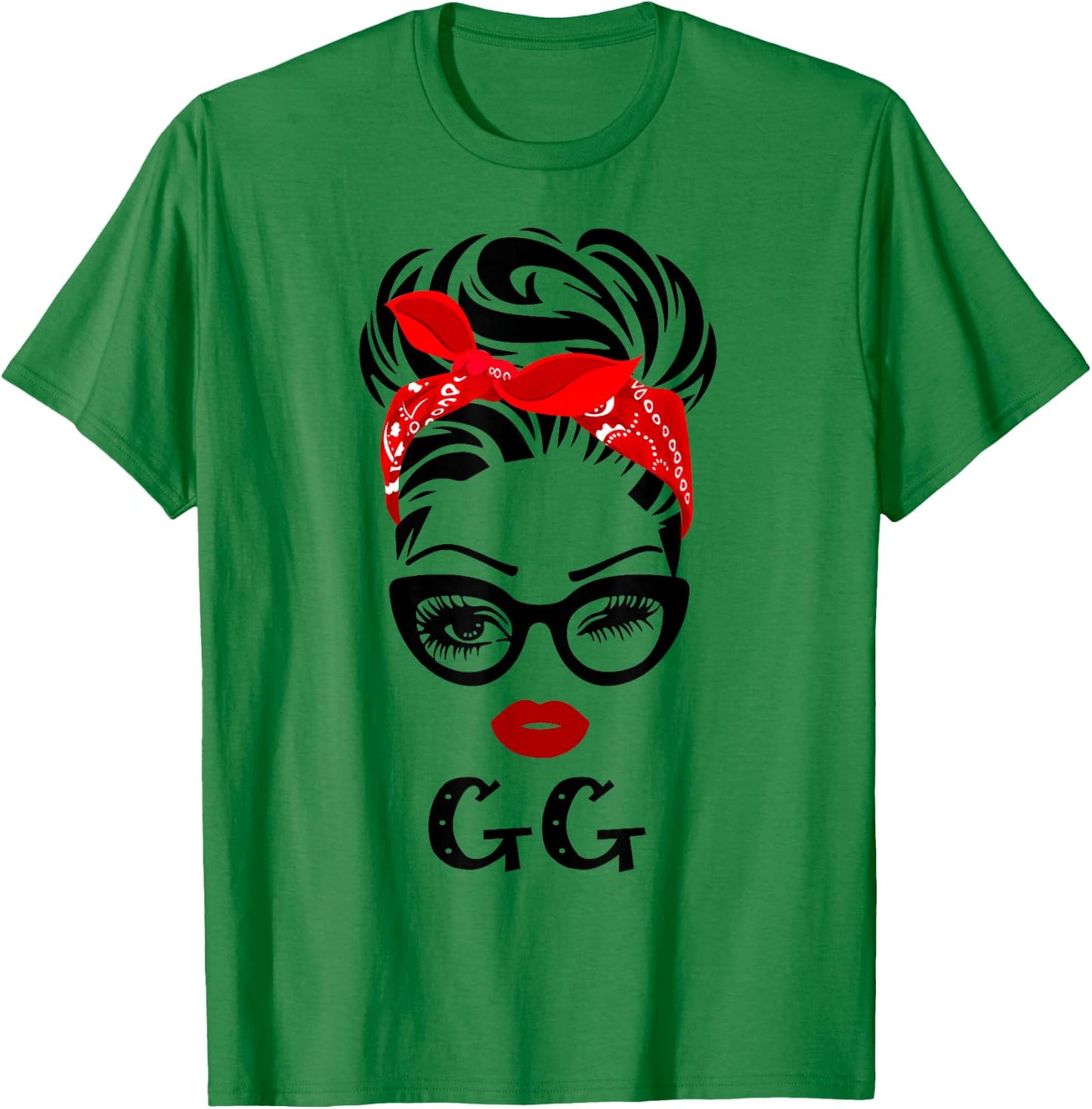 GG Wink Eye Woman Face Gift GG Grandma T-Shirt - T-Shirt | Irish Green