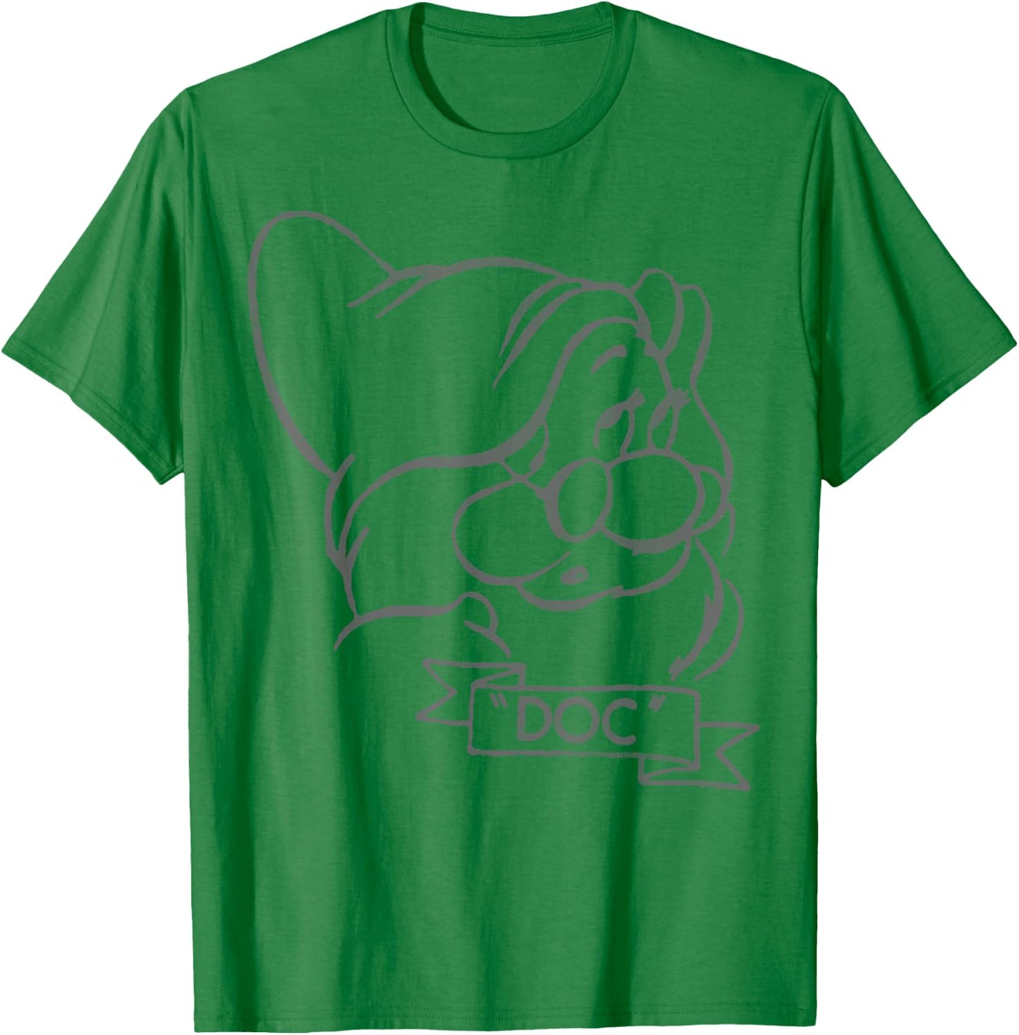 Disney Snow White Doc Line Art Big Face T-Shirt - T-Shirt | Irish Green