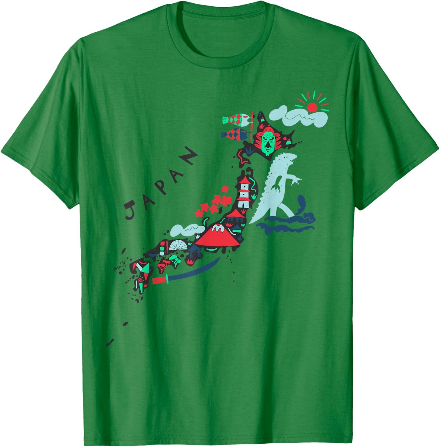 Travel Asia Japan Map Tokyo Japanese Vacation Souvenir T-Shirt - T-Shirt | Irish Green