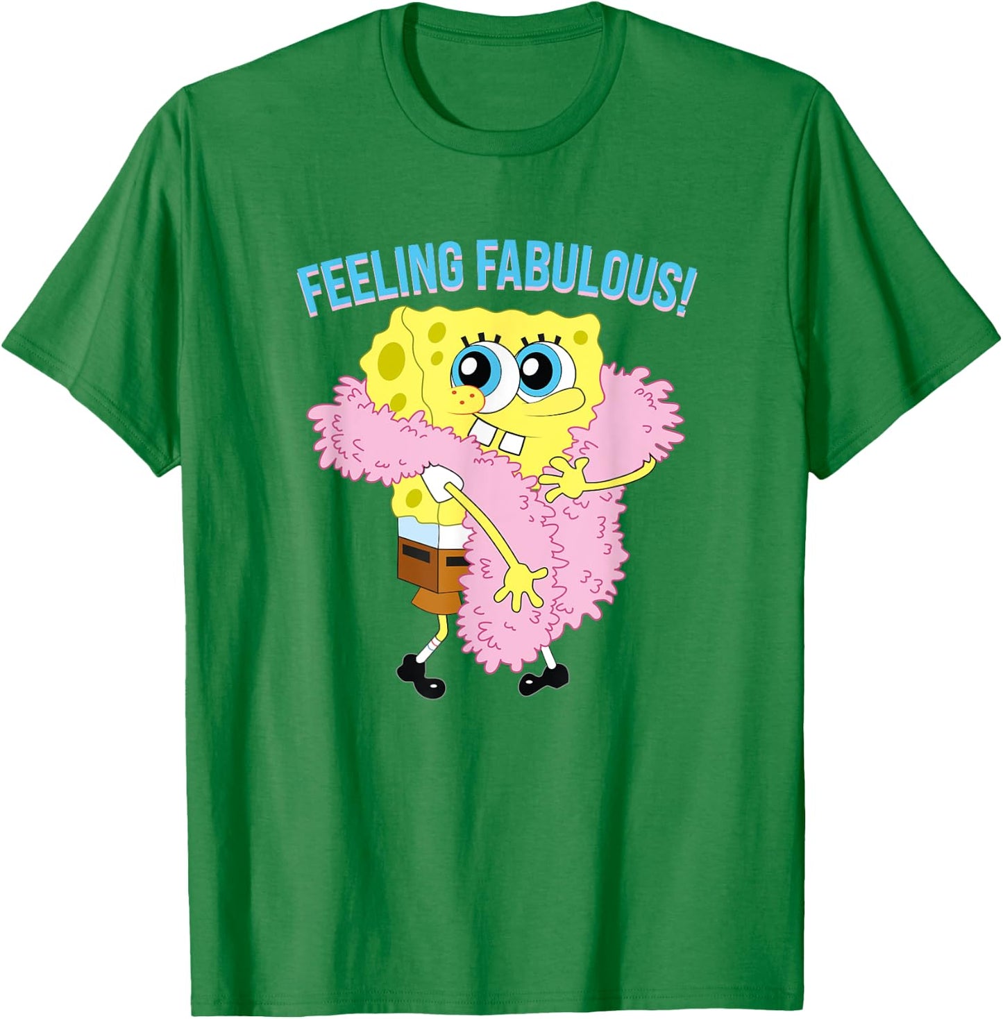 Mademark x SpongeBob SquarePants - SpongeBob in Feather Boa - Feeling Fabulous! T-Shirt - T-Shirt | Irish Green