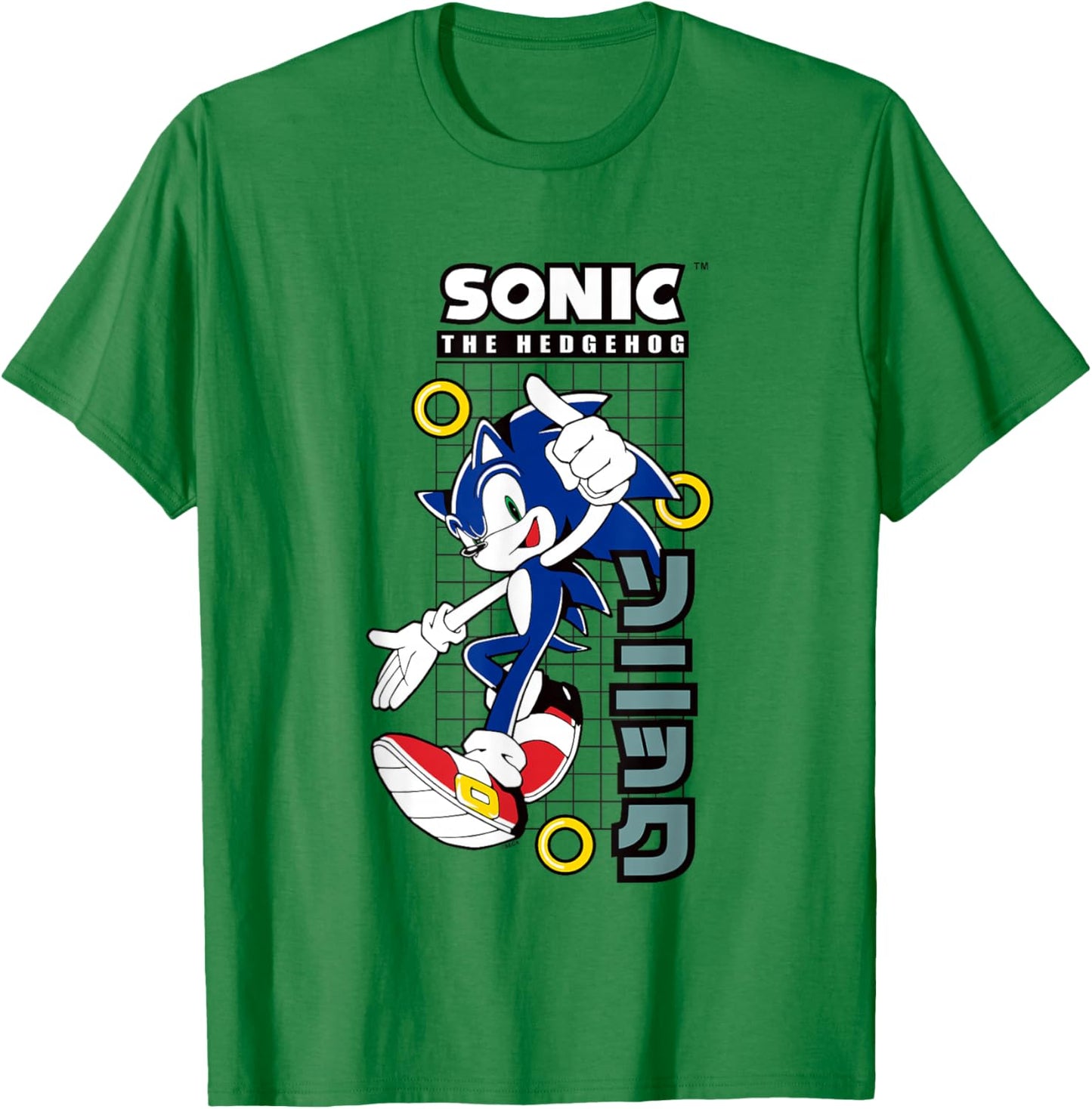 Sonic The Hedgehog Vintage Kanji Action Poster T-Shirt - T-Shirt | Irish Green