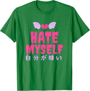 Yami Kawaii Hate Myself BLUE PINK Pastel Goth T-Shirt - T-Shirt | Irish Green