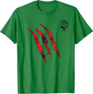 Clan Robertson Claw Marks Surname Tartan Crest T-Shirt - T-Shirt | Irish Green