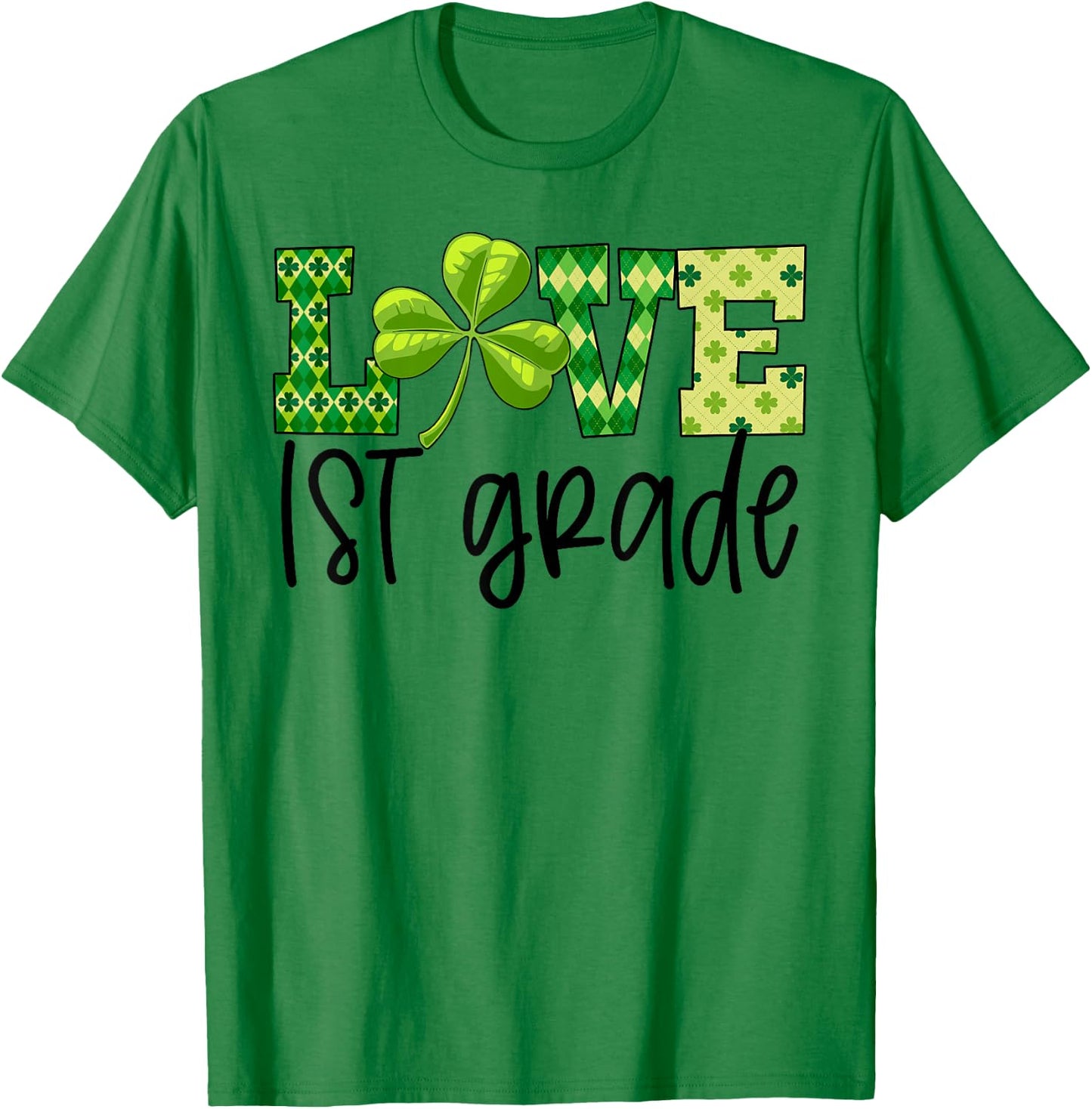 Teacher Love 1st Grade Student Shamrock St Patricks Day Gift Men Women Kids T-Shirt - T-Shirt | Irish Green