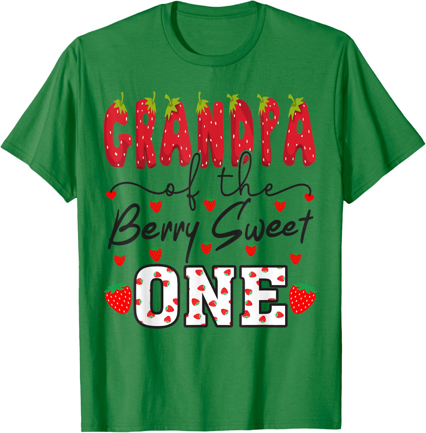 Grandpa Of The Berry Sweet One Strawberry T-Shirt - T-Shirt | Irish Green
