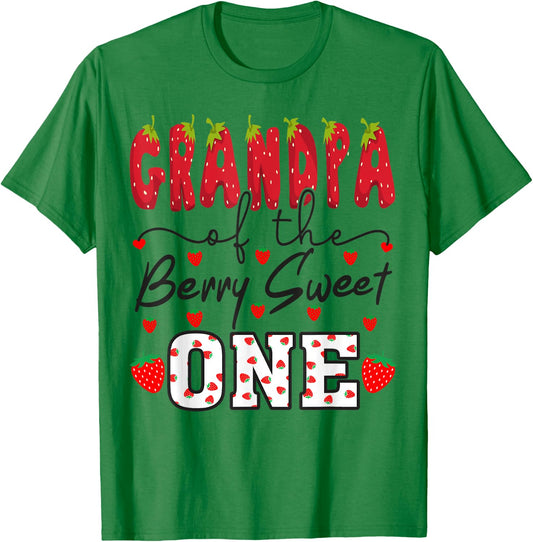 Grandpa Of The Berry Sweet One Strawberry T-Shirt - T-Shirt | Irish Green