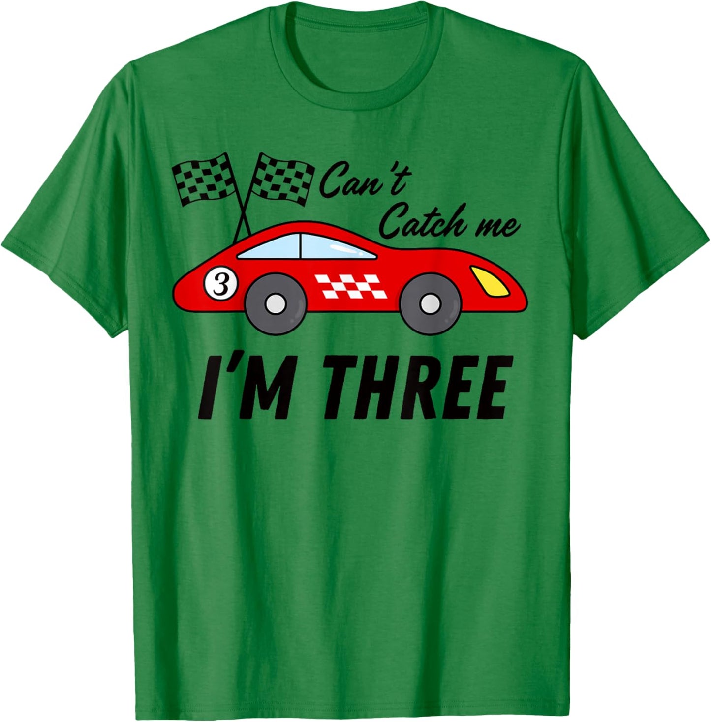 3 Yr old Race Car Exotic Car Birthday cant catch me i'm 3 T-Shirt - T-Shirt | Irish Green