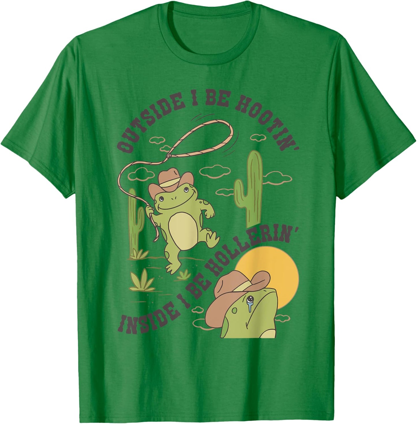 Frog Outside I Be Hootin Inside I Be Hollerin T-Shirt - T-Shirt | Irish Green