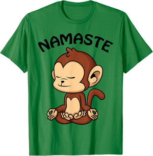 Monkey Yoga Shirt Cute Monkey Lovers Gift Funny Namaste Yoga T-Shirt - T-Shirt | Irish Green