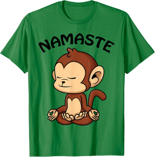 Monkey Yoga Shirt Cute Monkey Lovers Gift Funny Namaste Yoga T-Shirt - T-Shirt | Irish Green