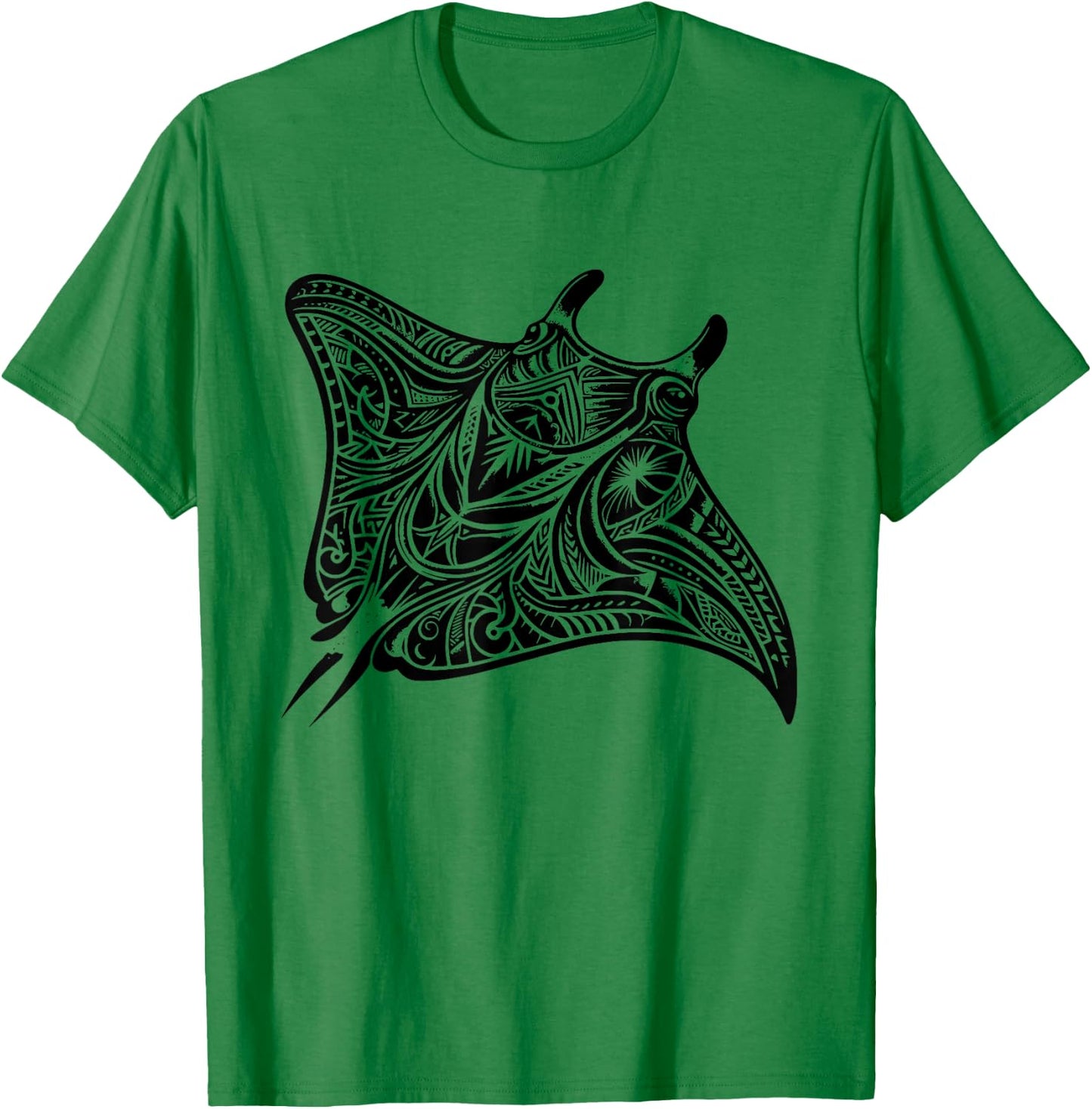 Manta Ray Polynesian Tribal Tattoo Sea T-Shirt - T-Shirt | Irish Green
