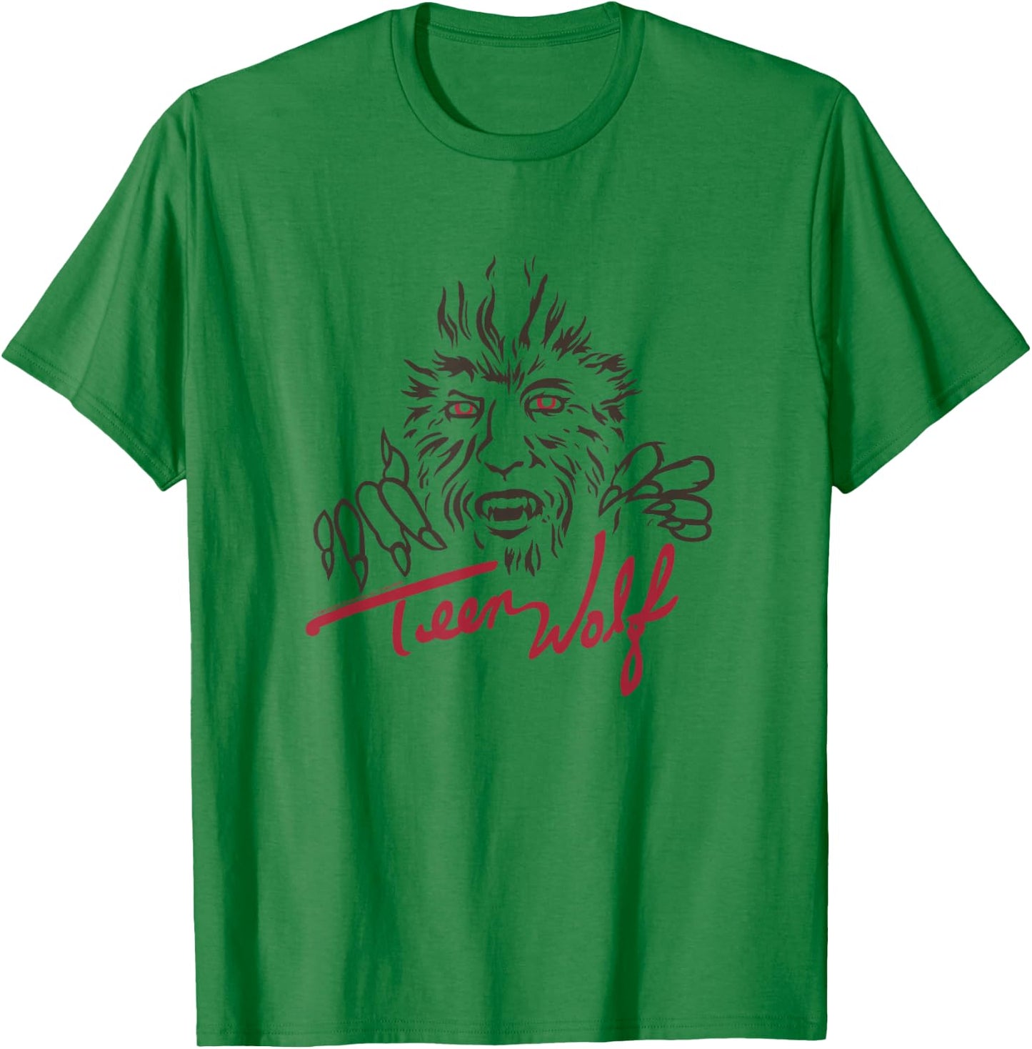 Teen Wolf Retro Vintage Eighties Werewolf Line Art Logo T-Shirt - T-Shirt | Irish Green