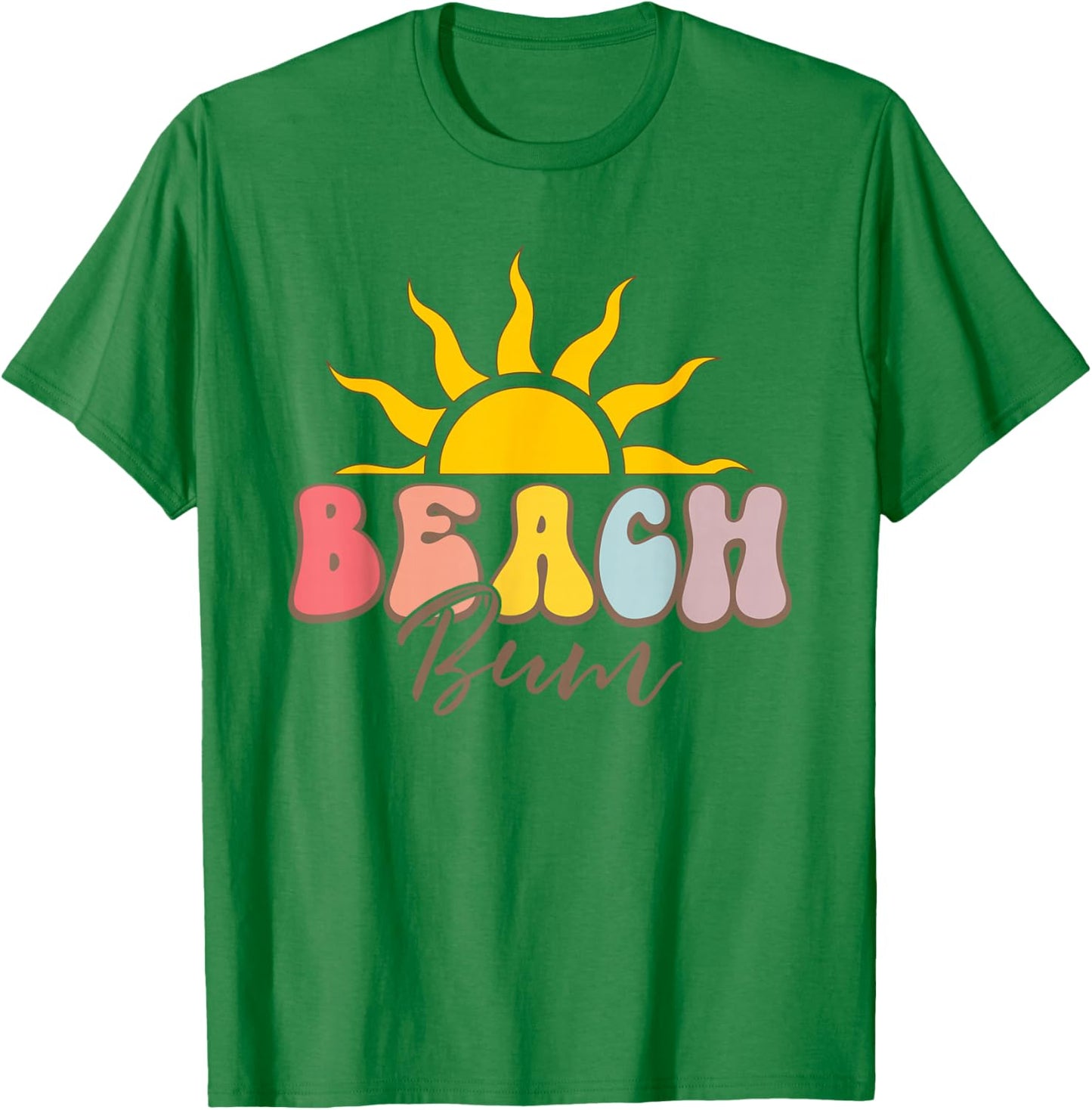Groovy Beach Bum Summer Vacation Vibes Sunset Women Girls T-Shirt - T-Shirt | Irish Green