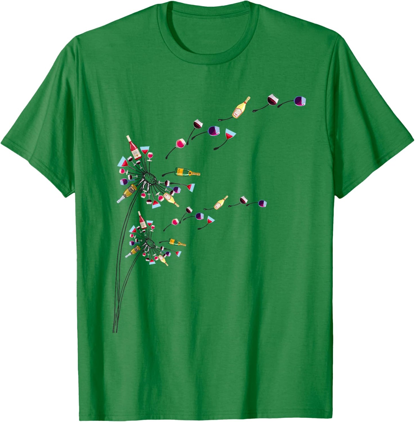 Wine Dandelion Drinking Wine Rosee Wine Lovers Rosee Wine T-Shirt - T-Shirt | Irish Green