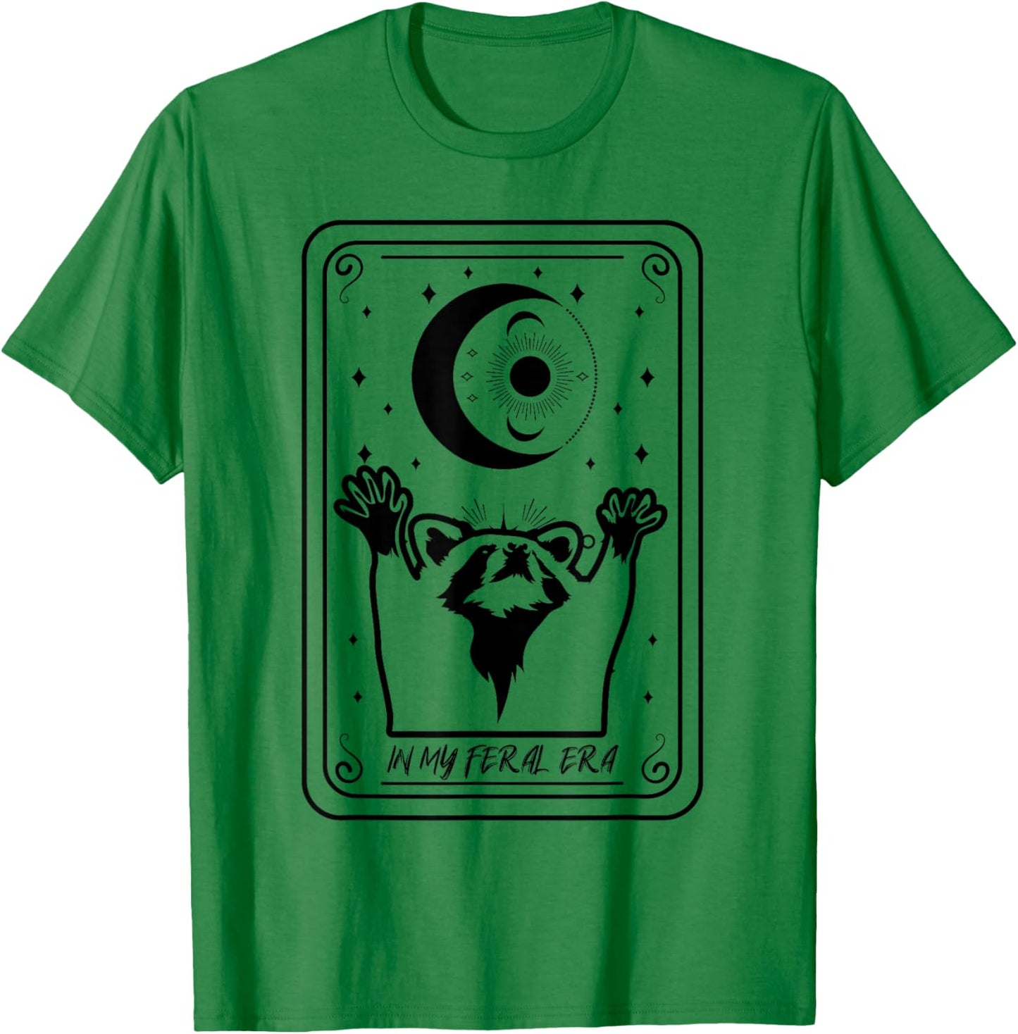 Tarot Card Raccoon Lover Gift My Wild Era T-Shirt - T-Shirt | Irish Green
