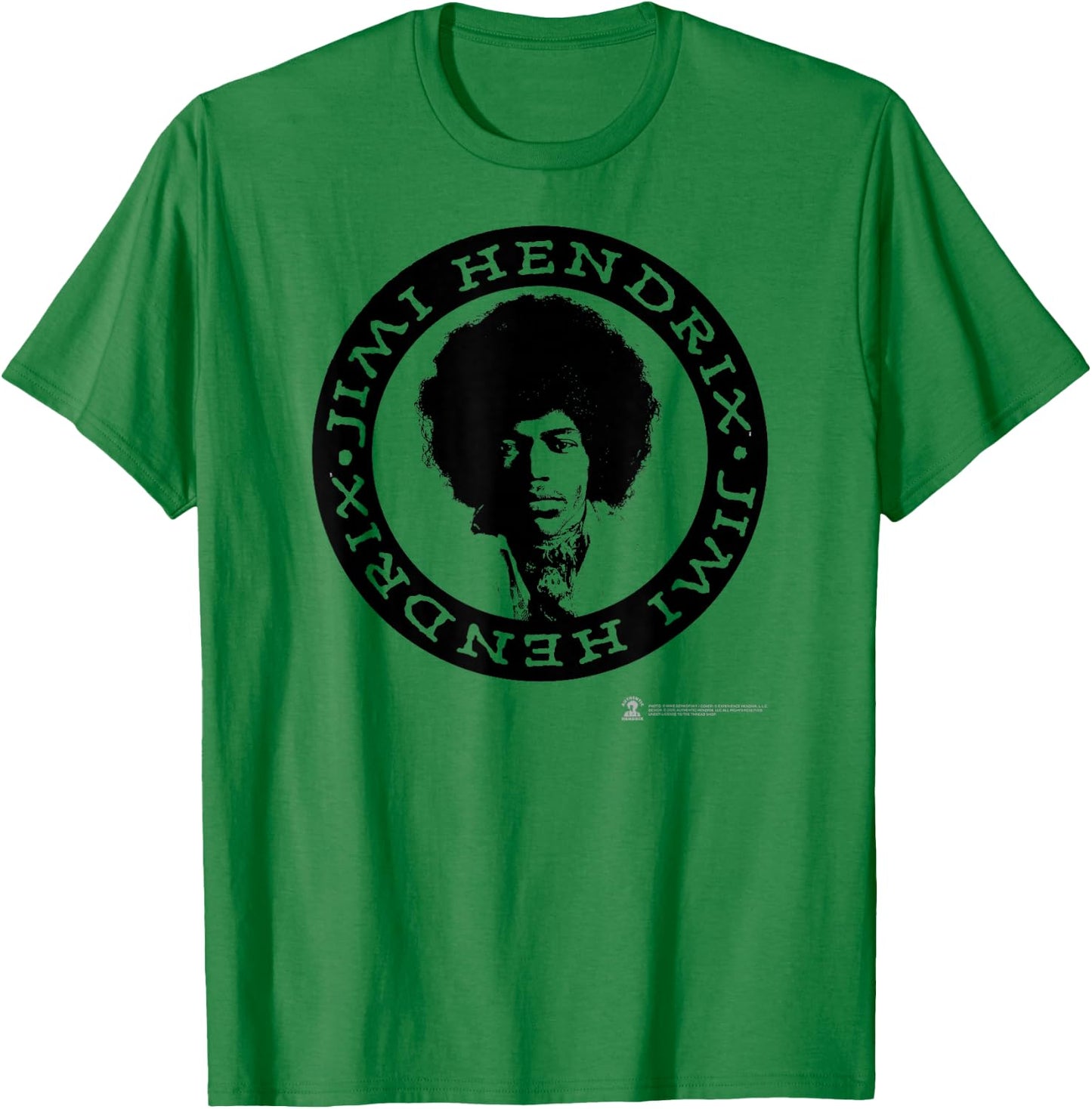 Jimi Hendrix Official White Circle T-Shirt - T-Shirt | Irish Green