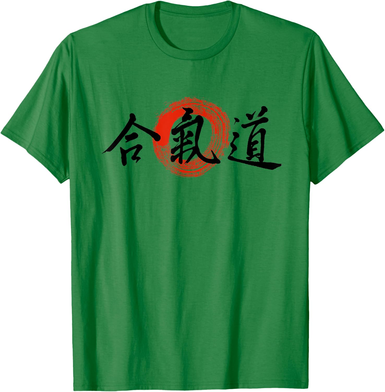 Aikido Kanji Japanese Martial Arts Original Enso Calligraphy T-Shirt - T-Shirt | Irish Green
