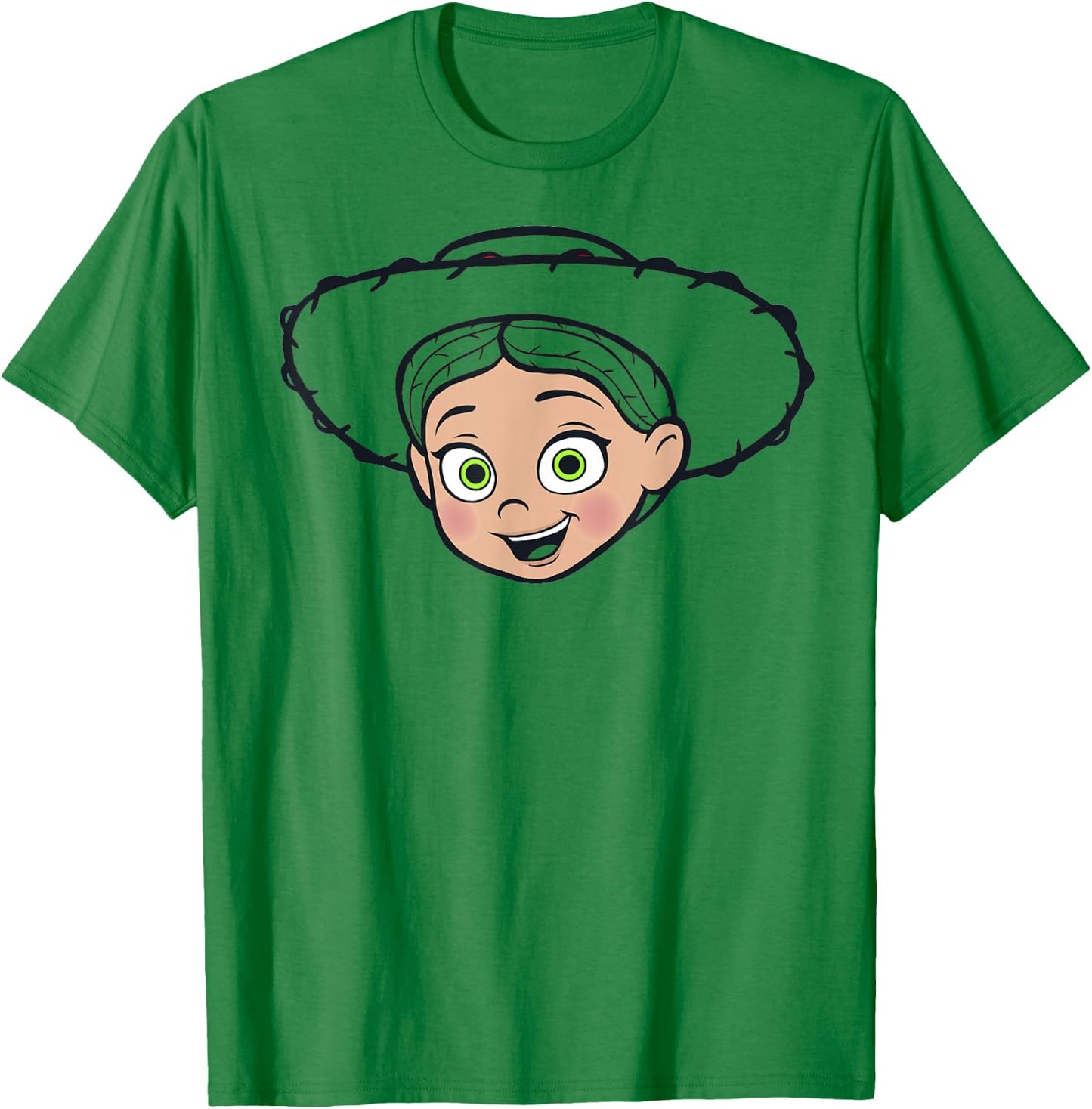 Disney Pixar Toy Story Jessie Big Face Hat Outline T-Shirt - T-Shirt | Irish Green