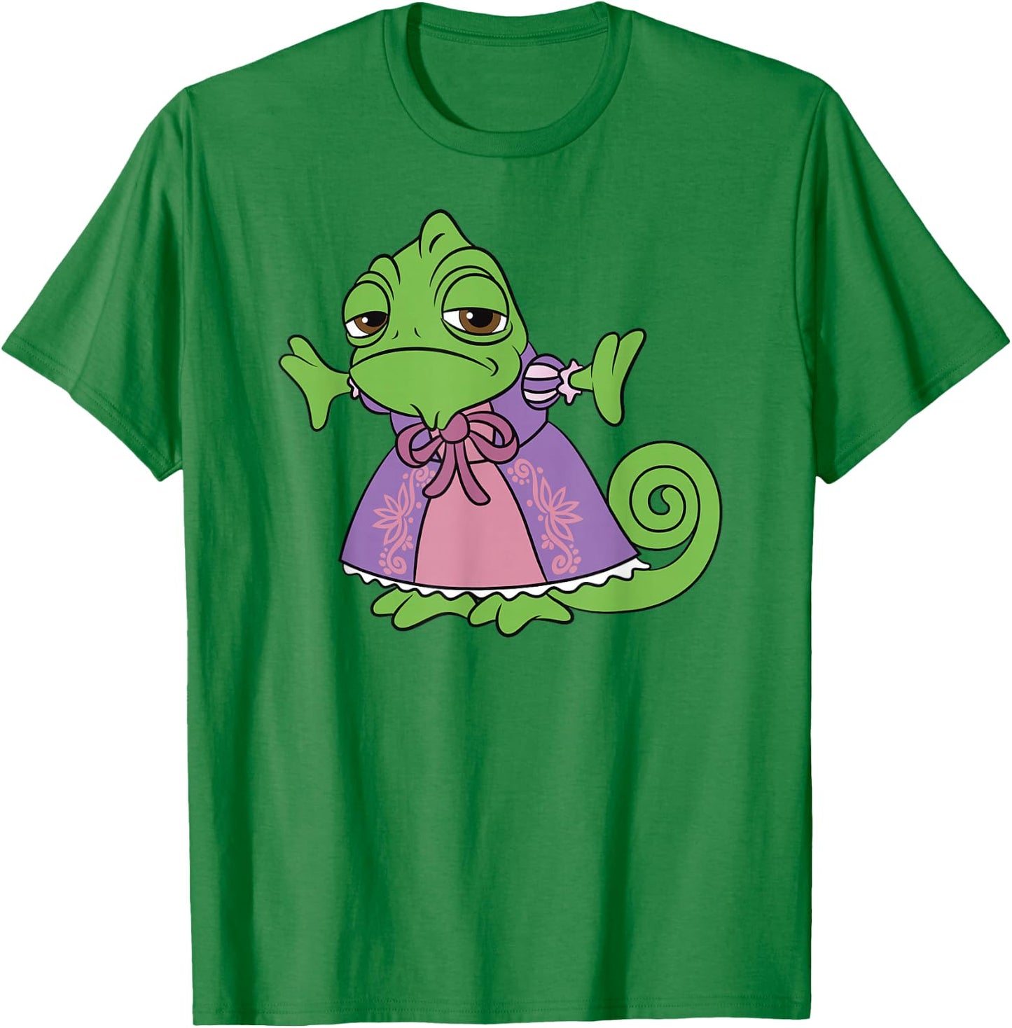 Disney Tangled Cute Pascal Dressed Up Big Chest Portrait T-Shirt - T-Shirt | Irish Green