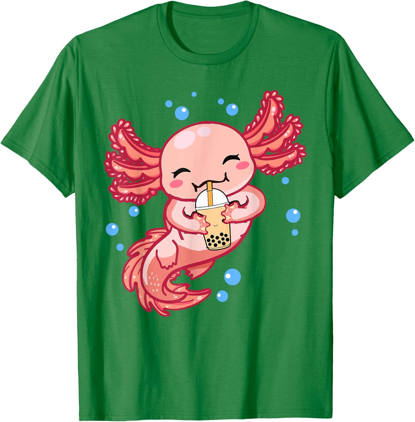 Cute Anime Axolotl Boba Bubble Tea Kids Girls Women Kawaii T-Shirt - T-Shirt | Irish Green