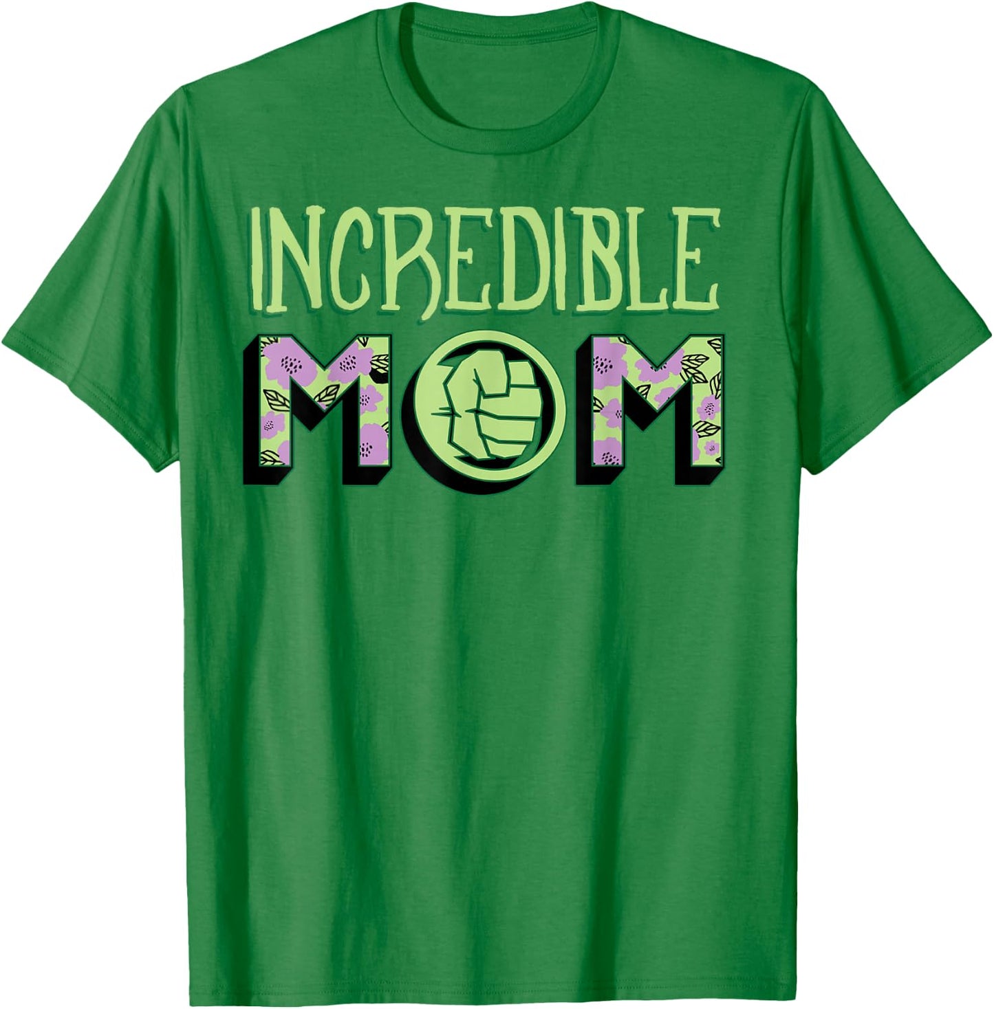 Marvel Mother's Day Hulk Incredible Mom Big Chest Text Logo T-Shirt - T-Shirt | Irish Green