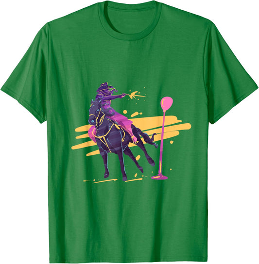 Cowgirl horseback mounted shooting T-Shirt - T-Shirt | Irish Green