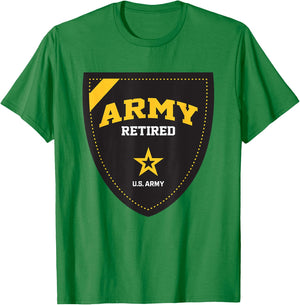 United States Army Military Retired Shield T-Shirt - T-Shirt | Irish Green