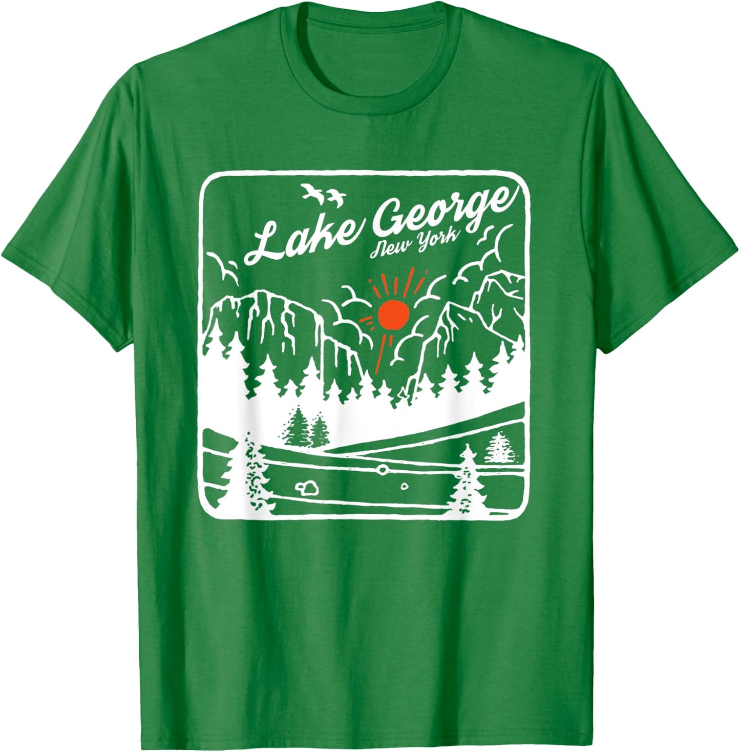 Lake George Souvenir Fishing Vintage Map Gifts New York NY T-Shirt - T-Shirt | Irish Green